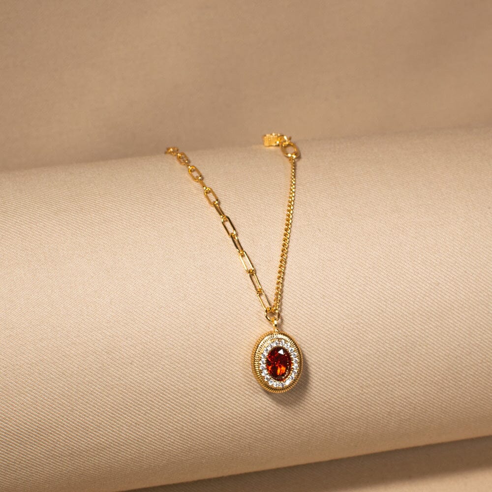 Crimson Regal Halo Pendant Set
