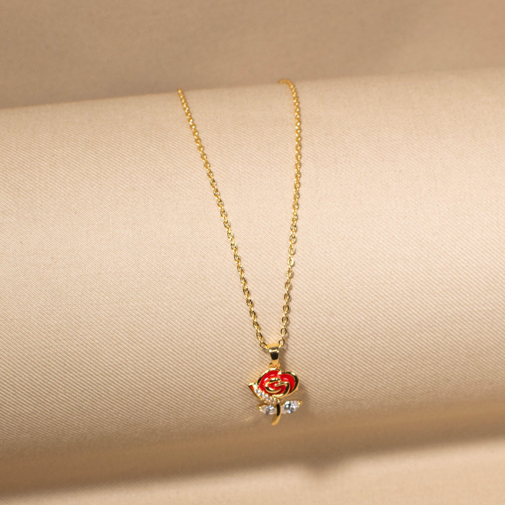 Crimson Romance Floral Pendant Set