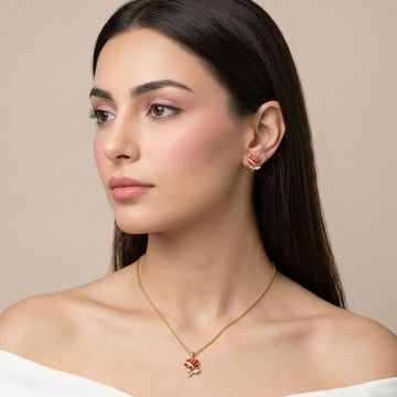 Crimson Romance Floral Pendant Set