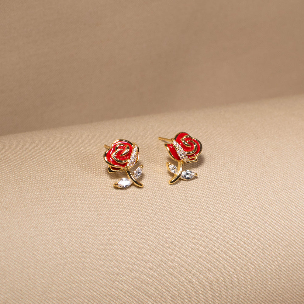 Crimson Romance Floral Pendant Set