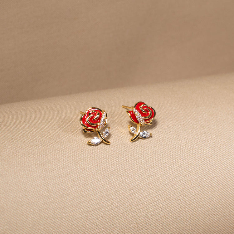 Crimson Romance Floral Pendant Set