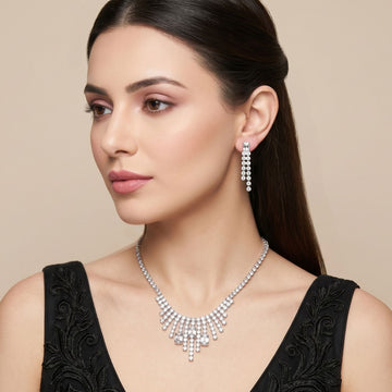 Crystal Waterfall Necklace Set