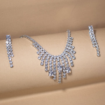 Crystal Waterfall Necklace Set