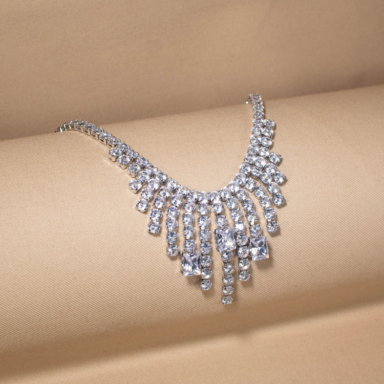 Crystal Waterfall Necklace Set