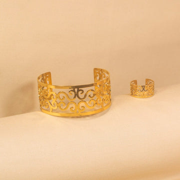 Belle Adorn Cuff Bracelet and Ring -  Edgy Collection