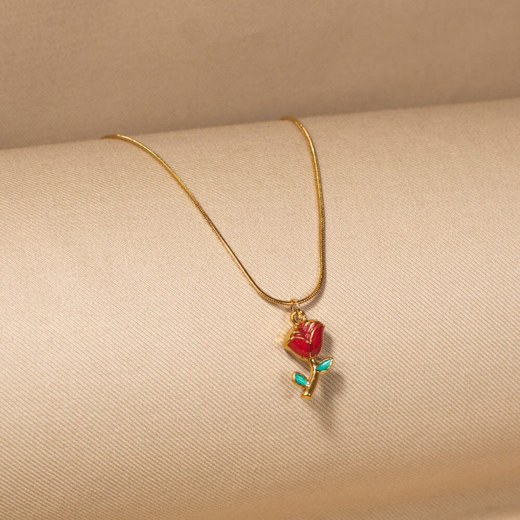 Dainty Rosebud Pendant Set
