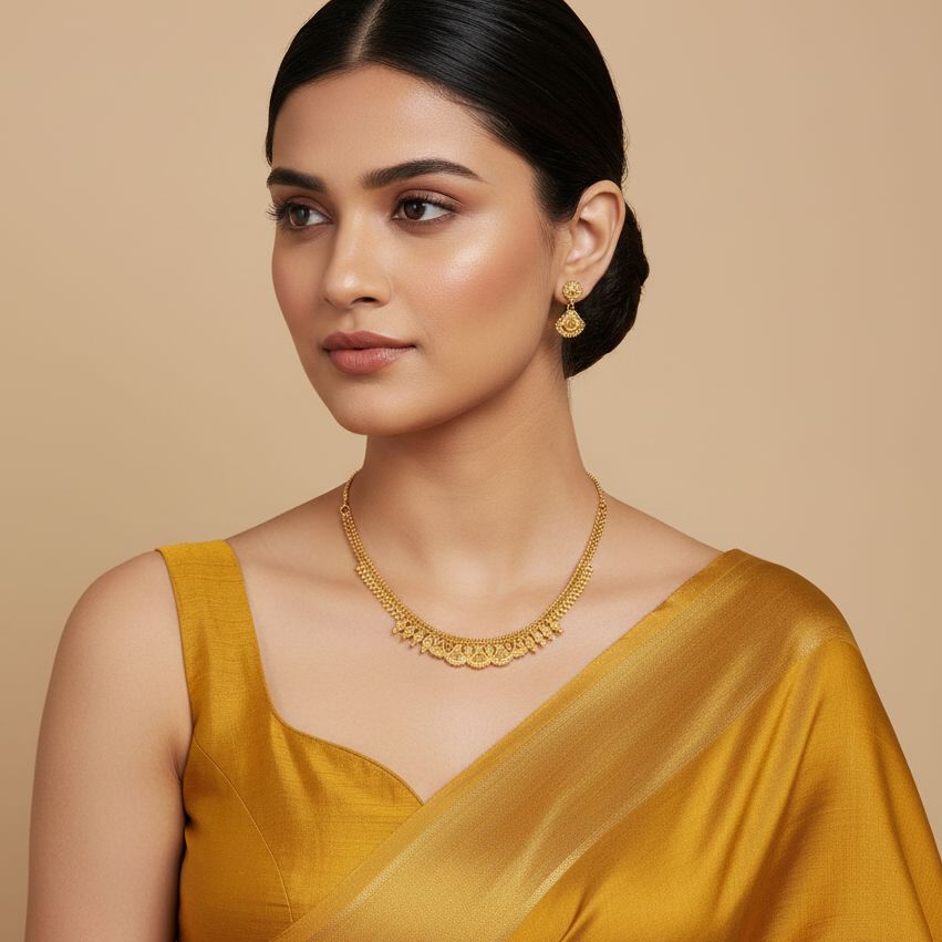 Dharini Gold Replica Necklace Set - Alankar Collection