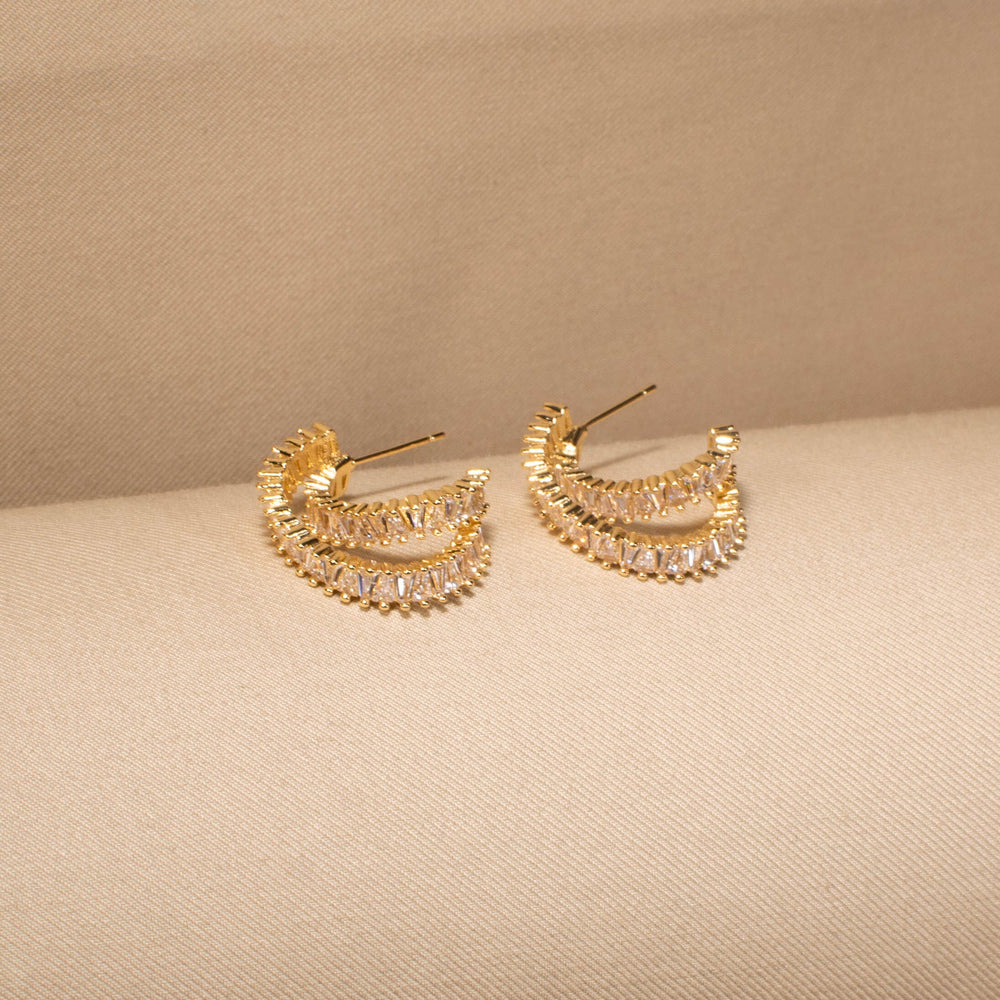 Double Drama Earrings - Golden