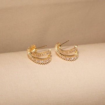 Double Drama Earrings - Golden