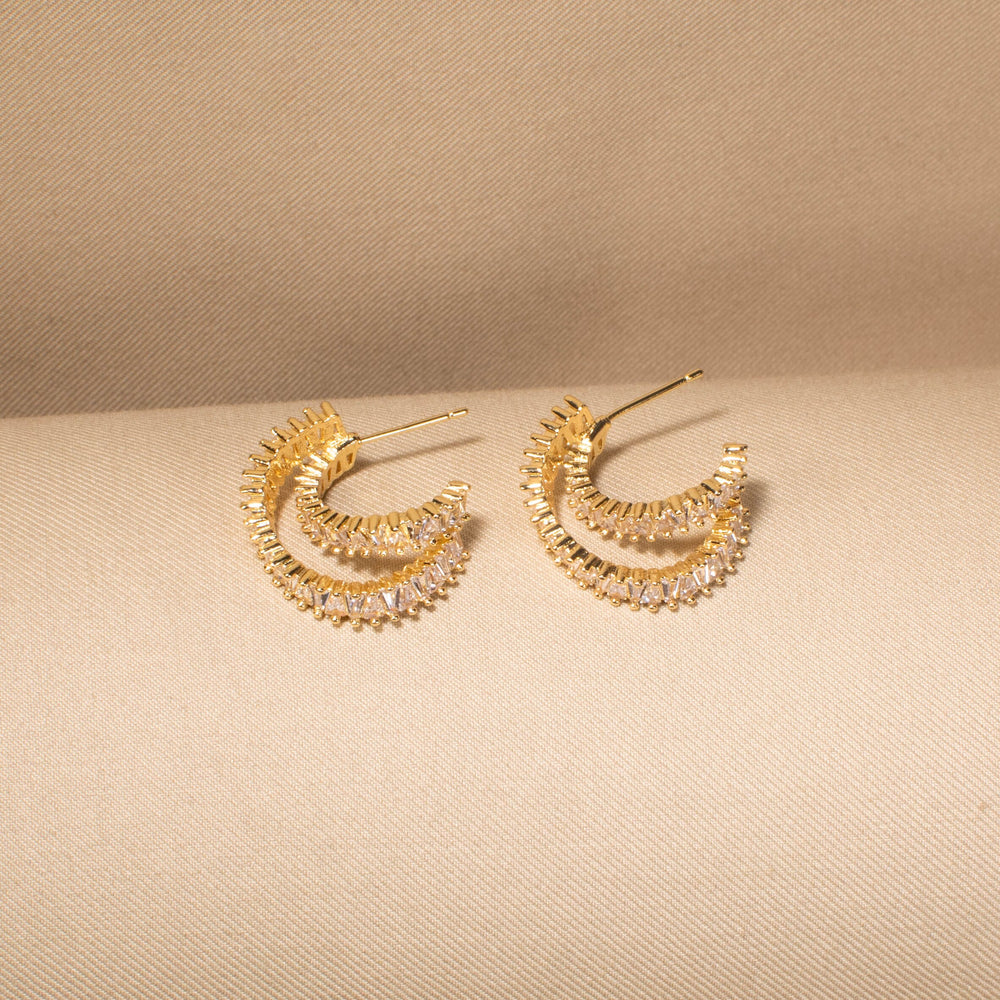 Double Drama Earrings - Golden
