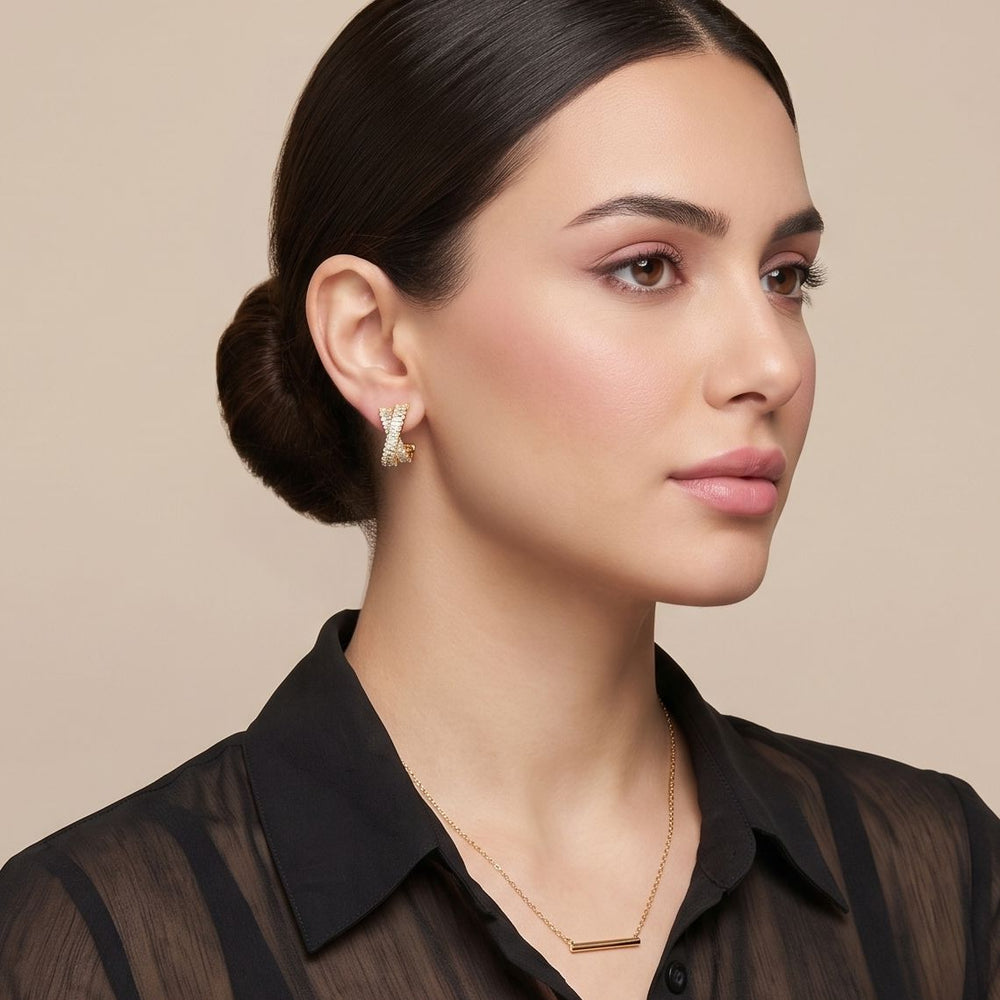 Double Drama Earrings - Golden