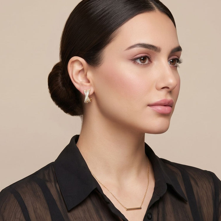 Double Drama Earrings - Golden