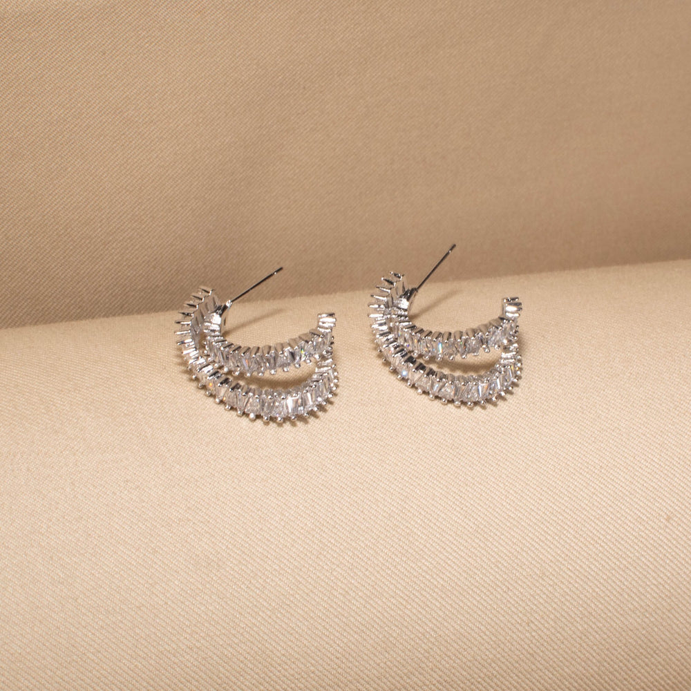 Double Drama Earrings - Silver