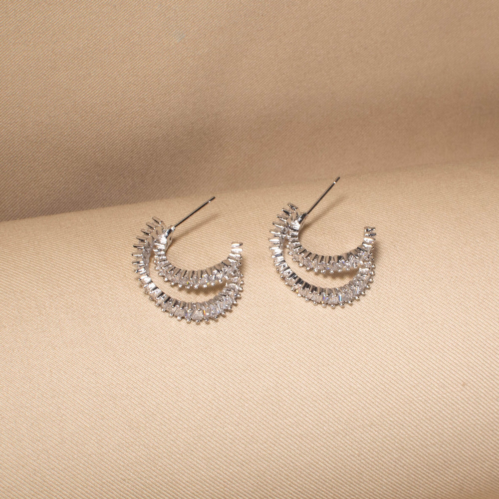Double Drama Earrings - Silver