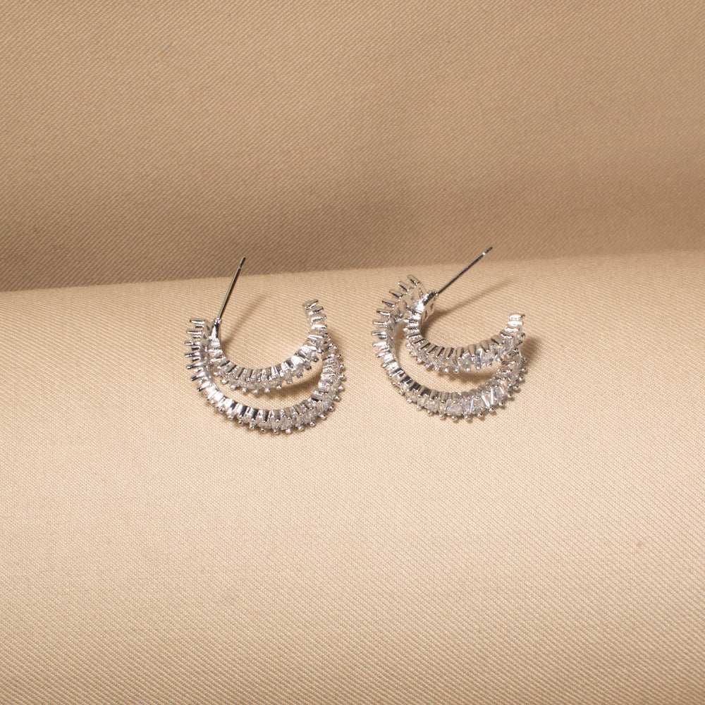 Double Drama Earrings - Silver