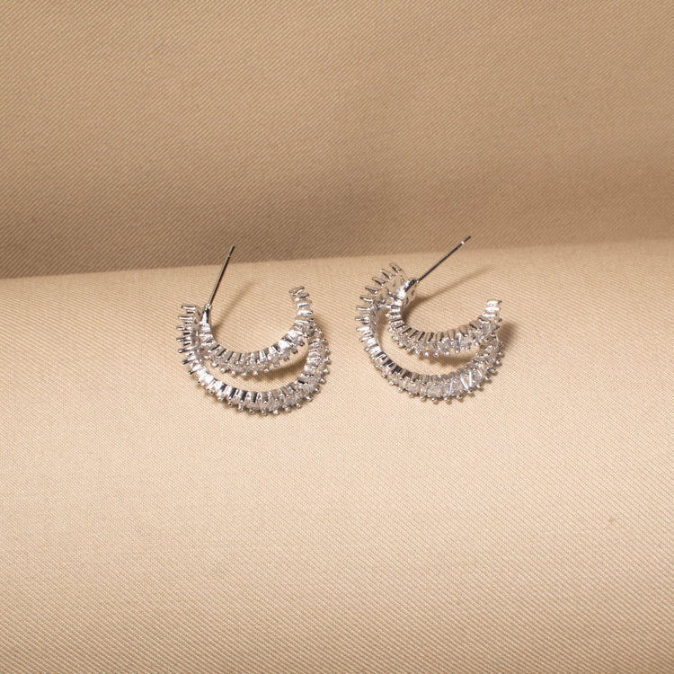 Double Drama Earrings - Silver