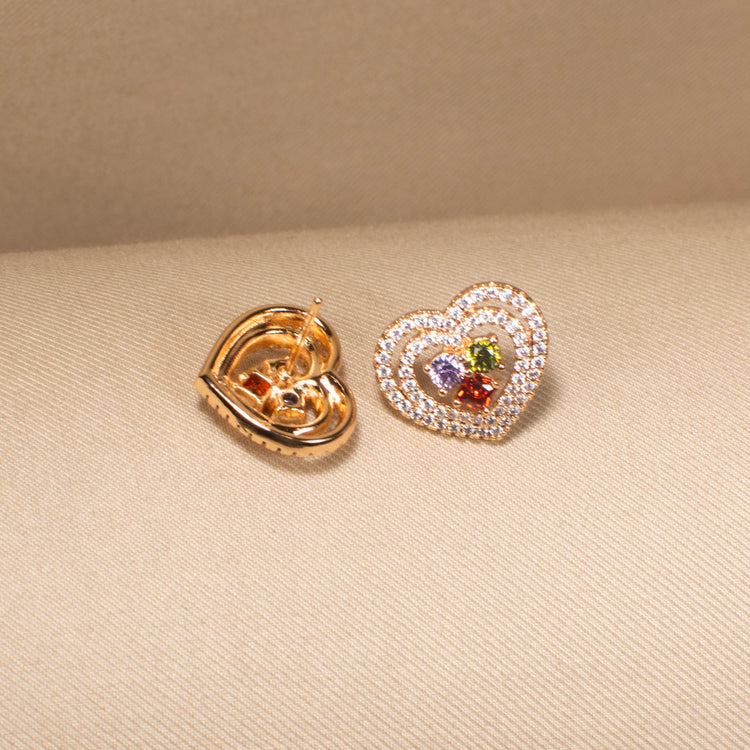 Double Heart Sparkle Studs