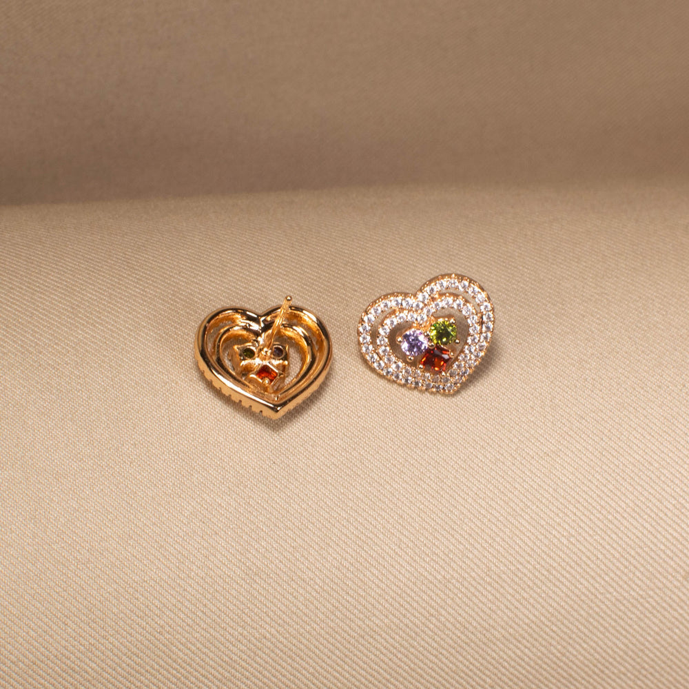 Double Heart Sparkle Studs