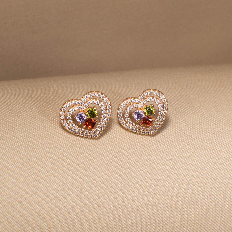 Double Heart Sparkle Studs