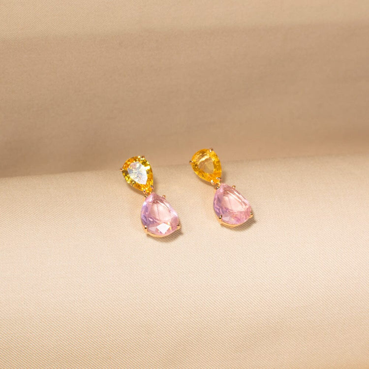 Dual Teardrop Delight Earrings - Glitterati Collection