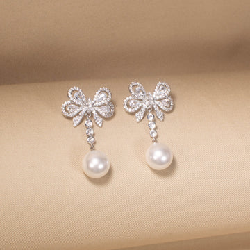Elegance Bow & Pearl Earrings