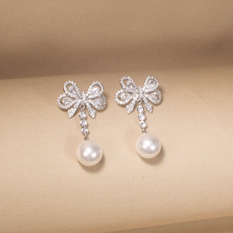 Elegance Bow & Pearl Earrings