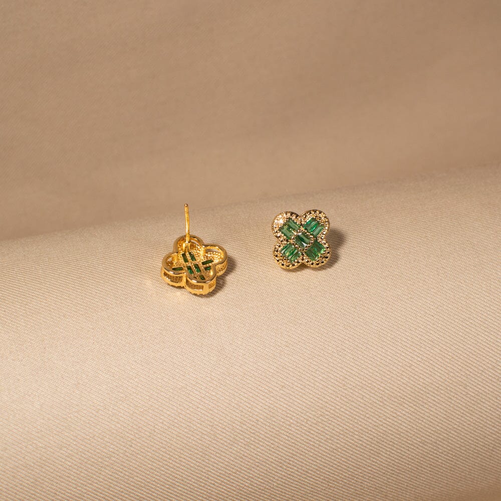 Emerald Clover Studs