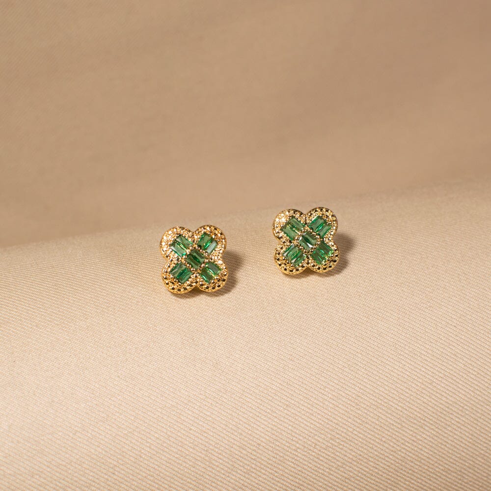 Emerald Clover Studs