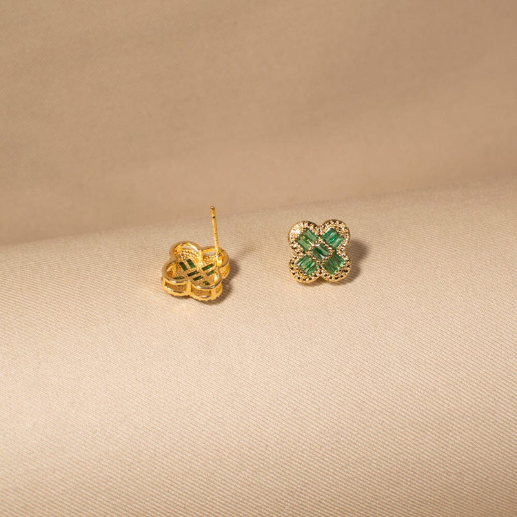 Emerald Clover Studs