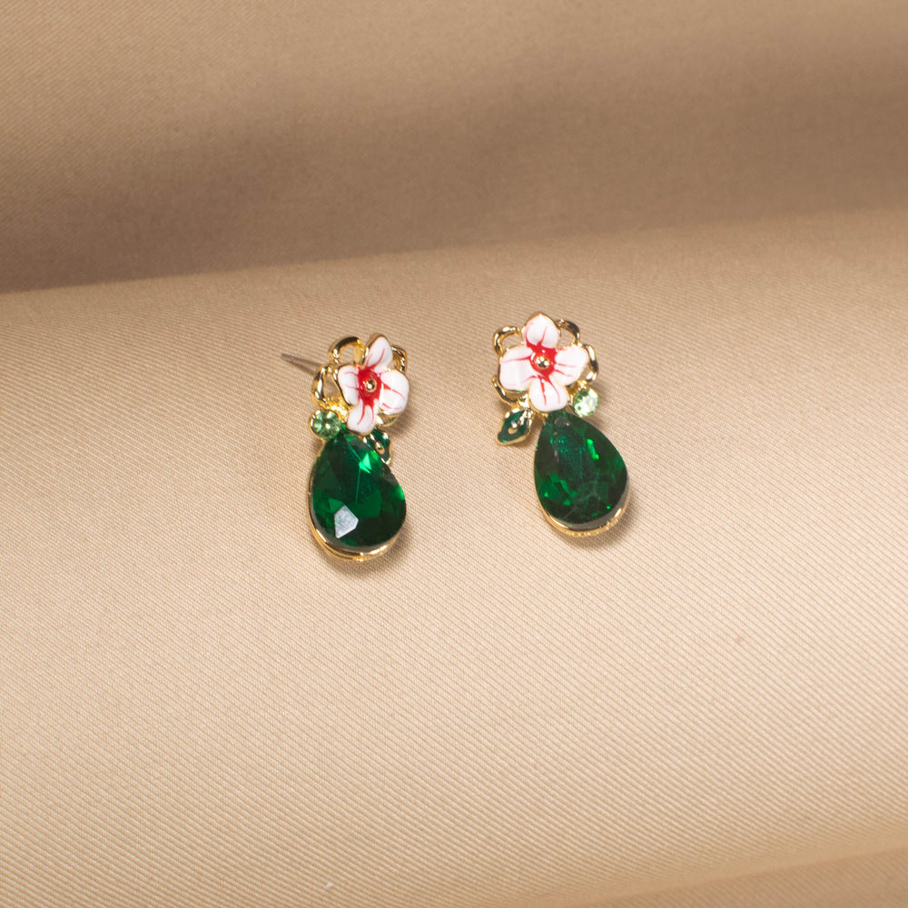 Emerald Flora Drop Pendant Set