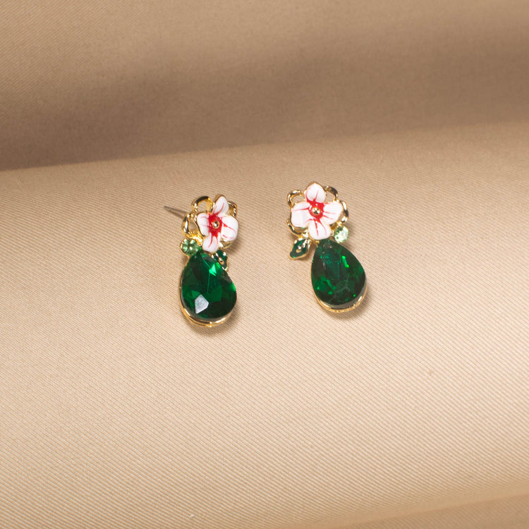 Emerald Flora Drop Pendant Set