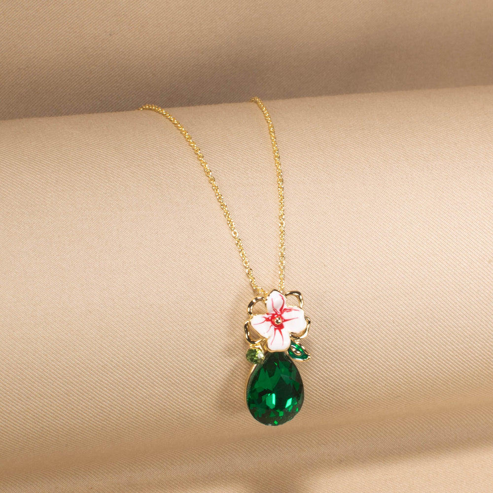 Emerald Flora Drop Pendant Set