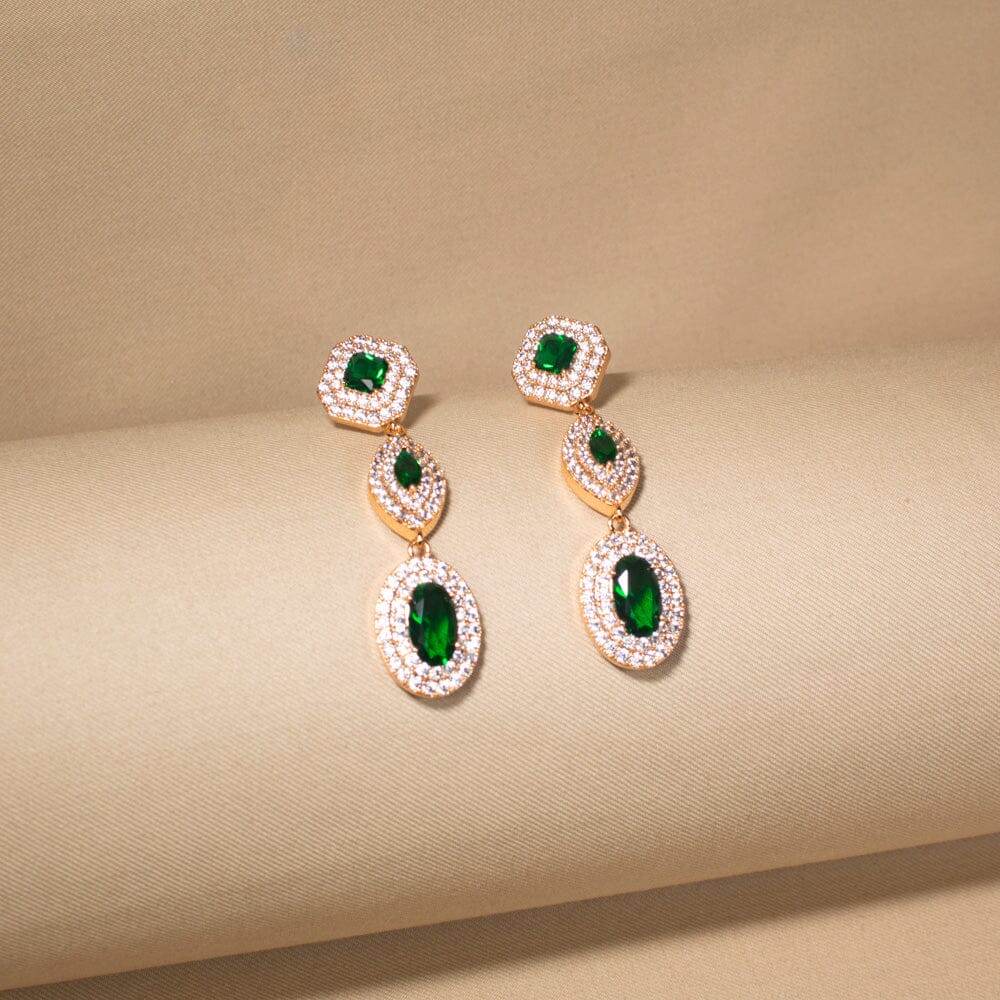 Emerald Tiered Elegance Earrings