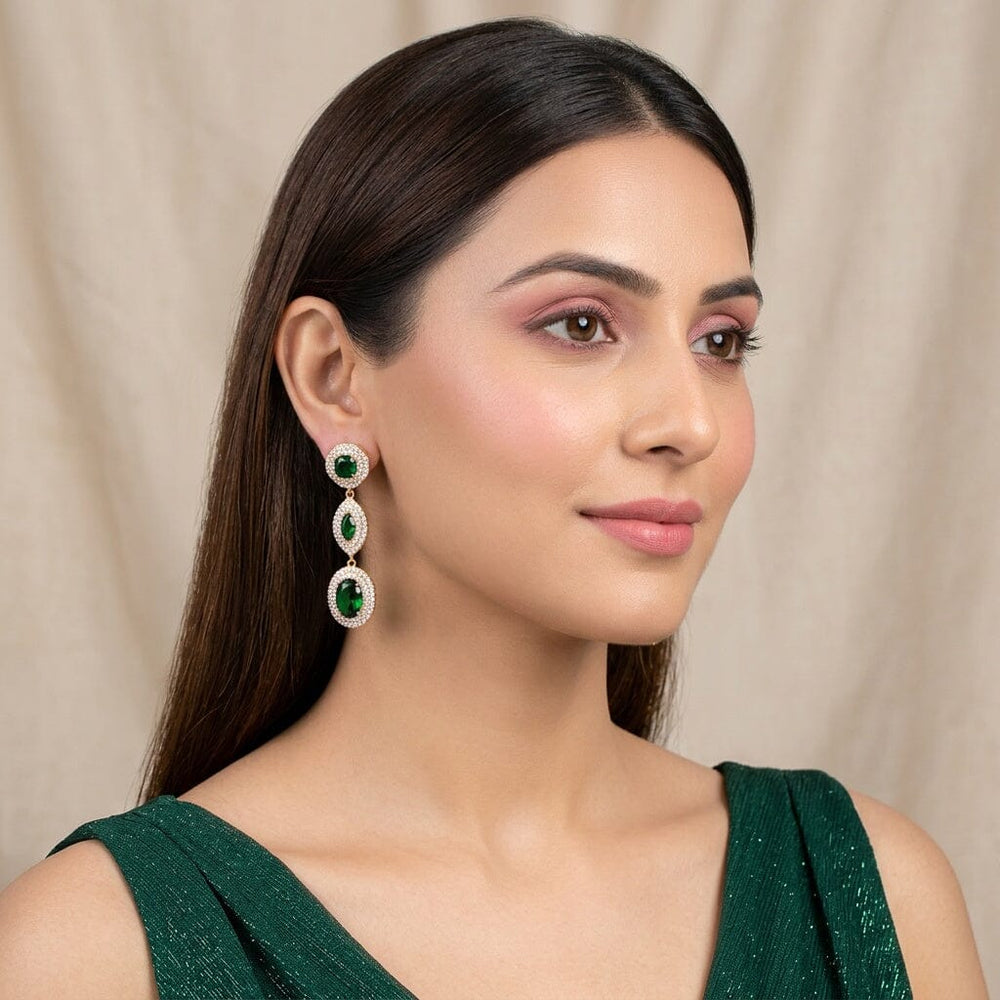 Emerald Tiered Elegance Earrings