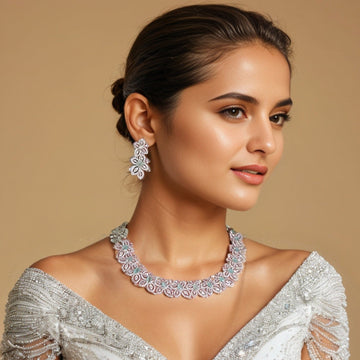 Exotic Bloom Necklace Set - Mint