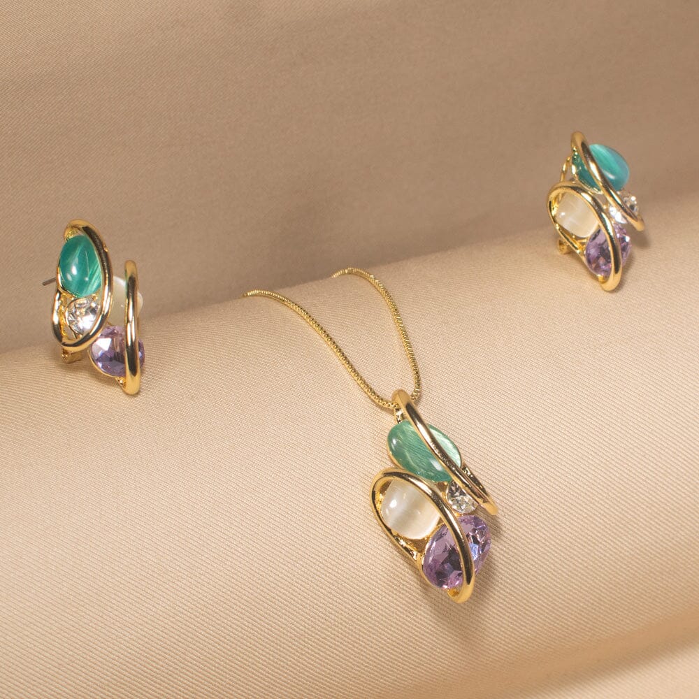 Firoza Bloom Pendant Set-Edgy Collection