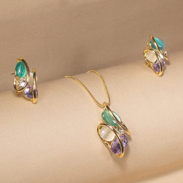 Firoza Bloom Pendant Set-Edgy Collection