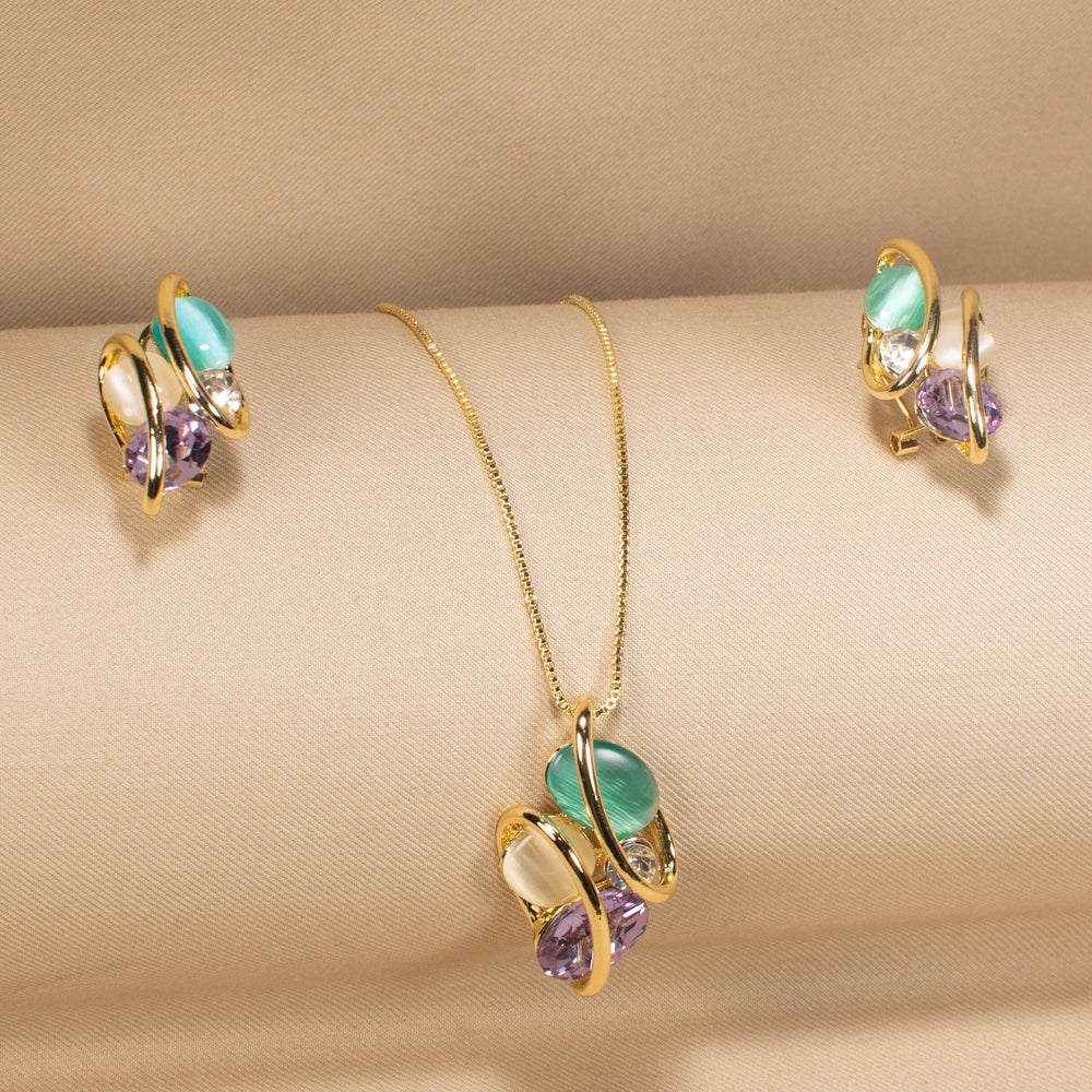Firoza Bloom Pendant Set-Edgy Collection