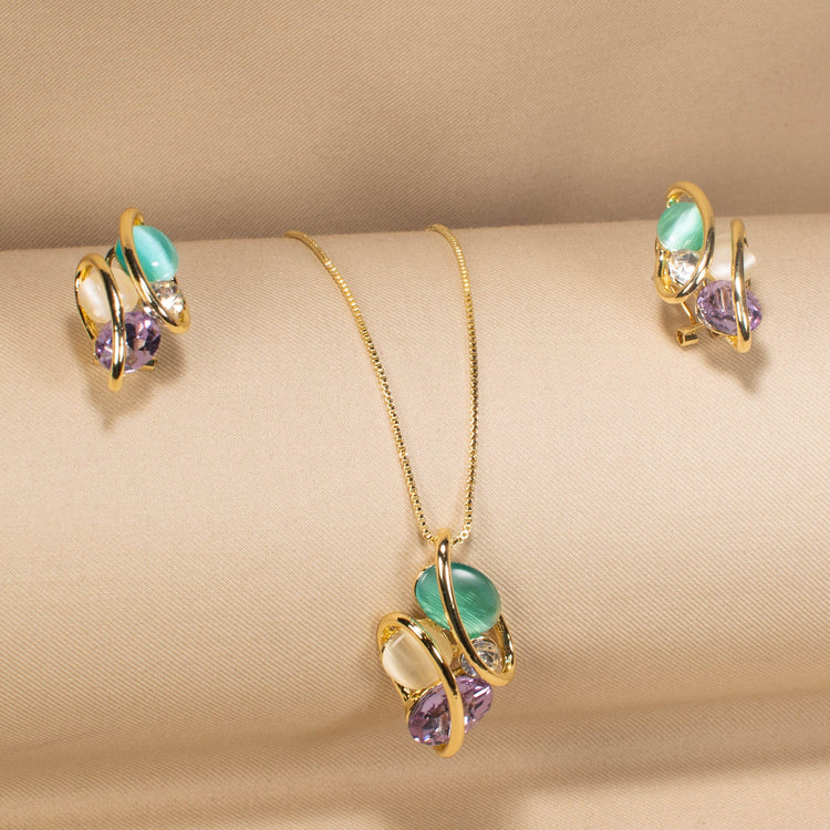 Firoza Bloom Pendant Set-Edgy Collection