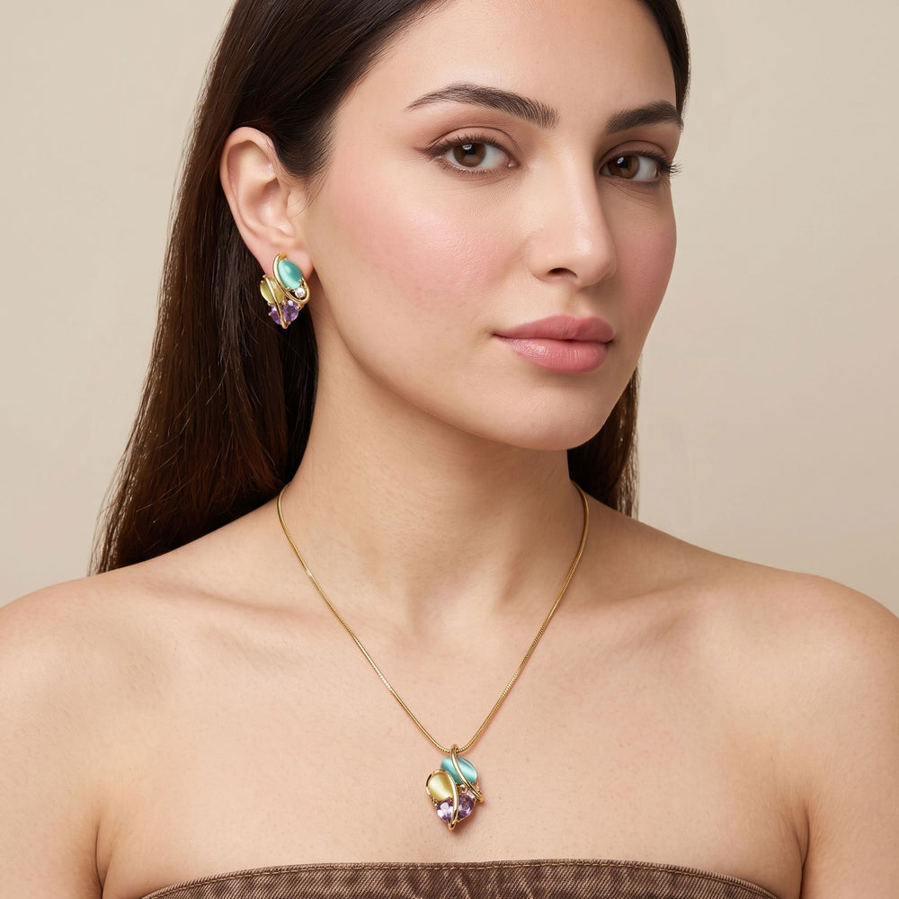 Firoza Bloom Pendant Set-Edgy Collection