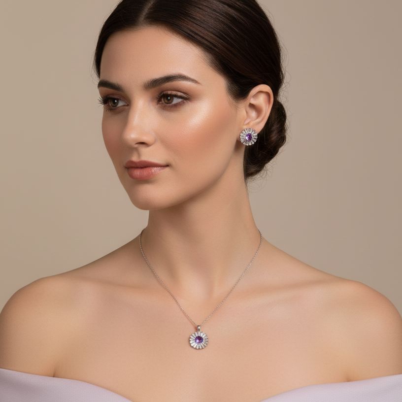 Fleur Pendant Set-Purple-Minima Collection