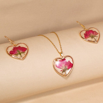 Floral Heart Pendant Set-Nature Collection