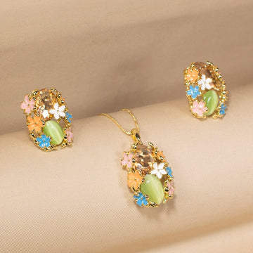 Flower Valley Pendant Set - Blue - Green