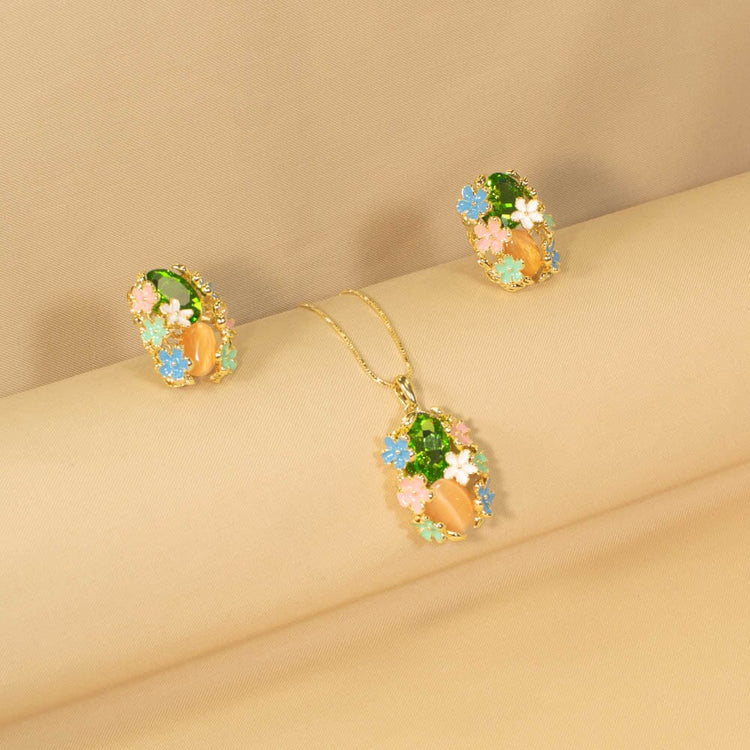 Flower Valley Pendant Set - Green