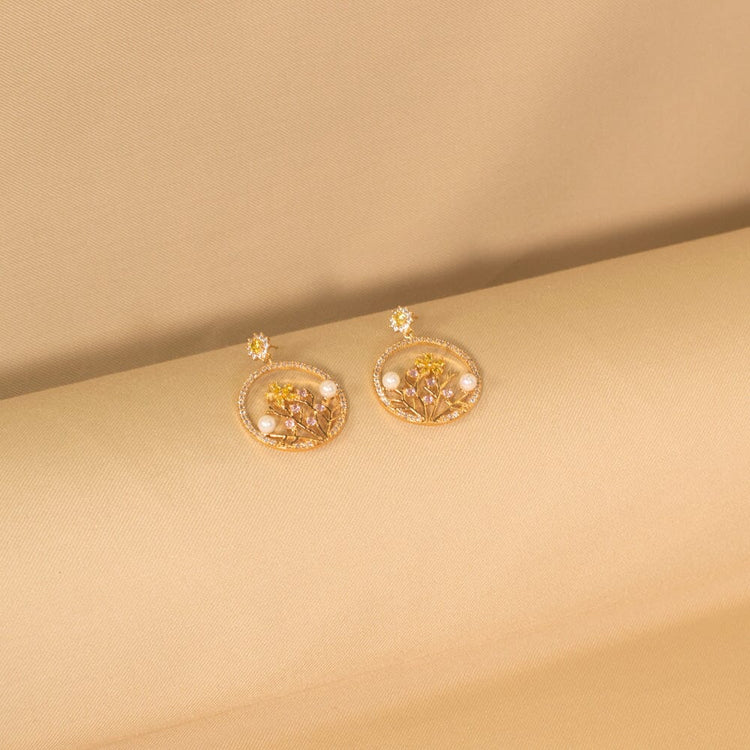 Gilded Gardenia Earrings - Glitterati Collection