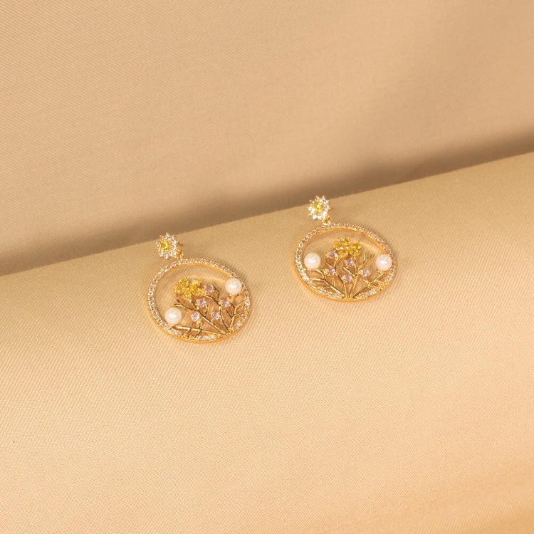 Gilded Gardenia Earrings - Glitterati Collection