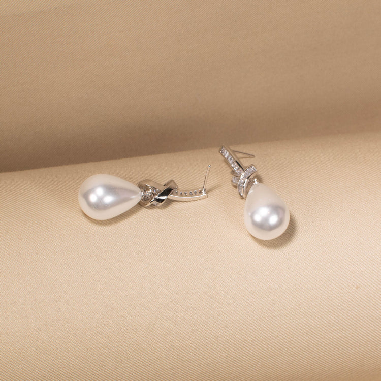Frosty Teardrop Pearl Earrings