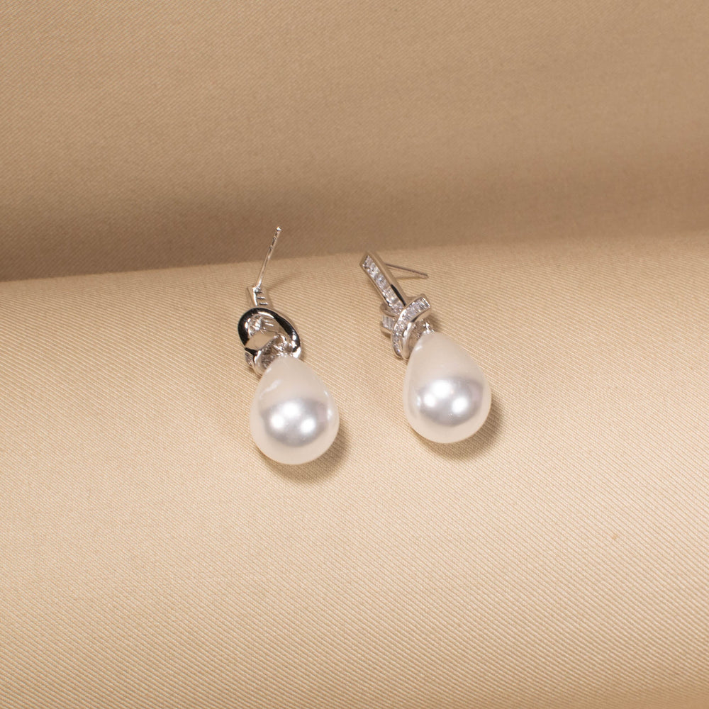 Frosty Teardrop Pearl Earrings