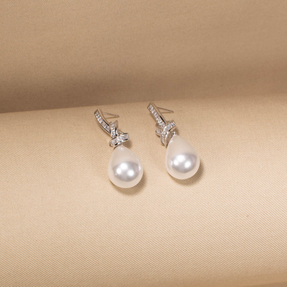 Frosty Teardrop Pearl Earrings
