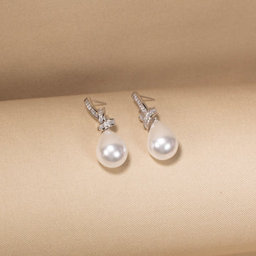 Frosty Teardrop Pearl Earrings
